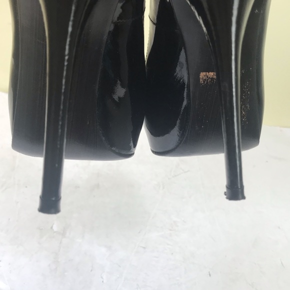 Stuart Weitzman Victoria Peep Toe Patent Leather Shoes Pumps Heels Stilettos Blk - Picture 12 of 16